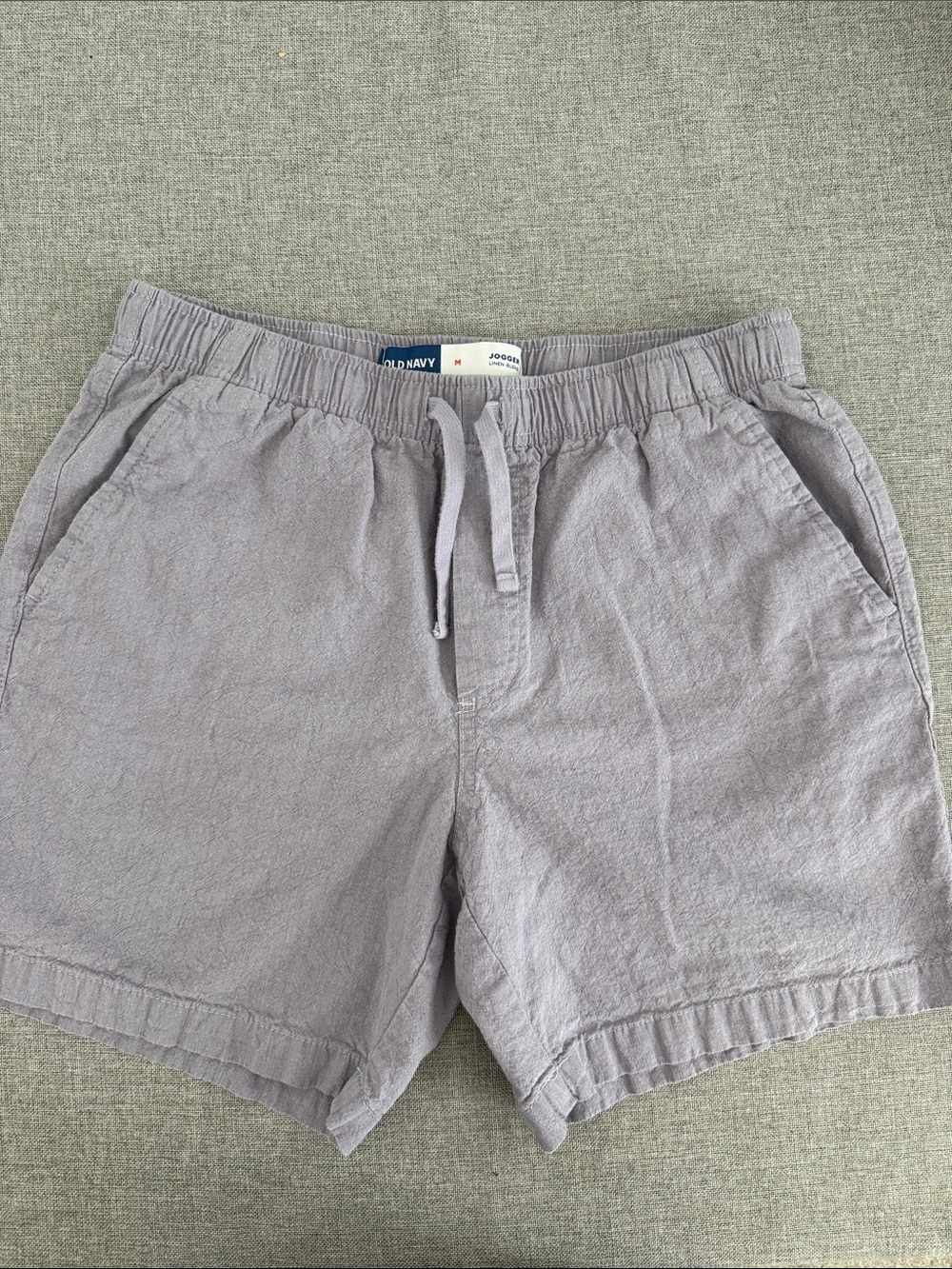 Old Navy Men's Light Lavender Elastic-Waist Linen-Blend jogger Shorts